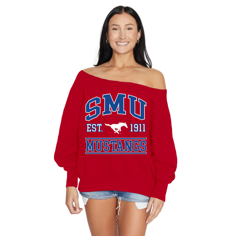 SMU Mustangs Off the Shoulder Sweatshirt