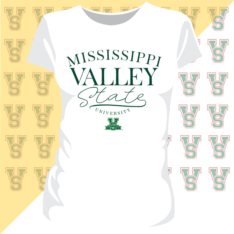 MVSU | UNIV. Arch WHITE LADIES TEE (**)