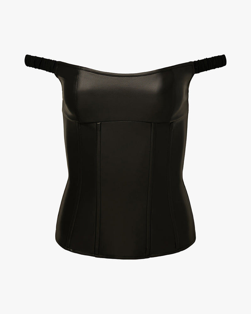 Off Shoulder Vegan Leather Corset