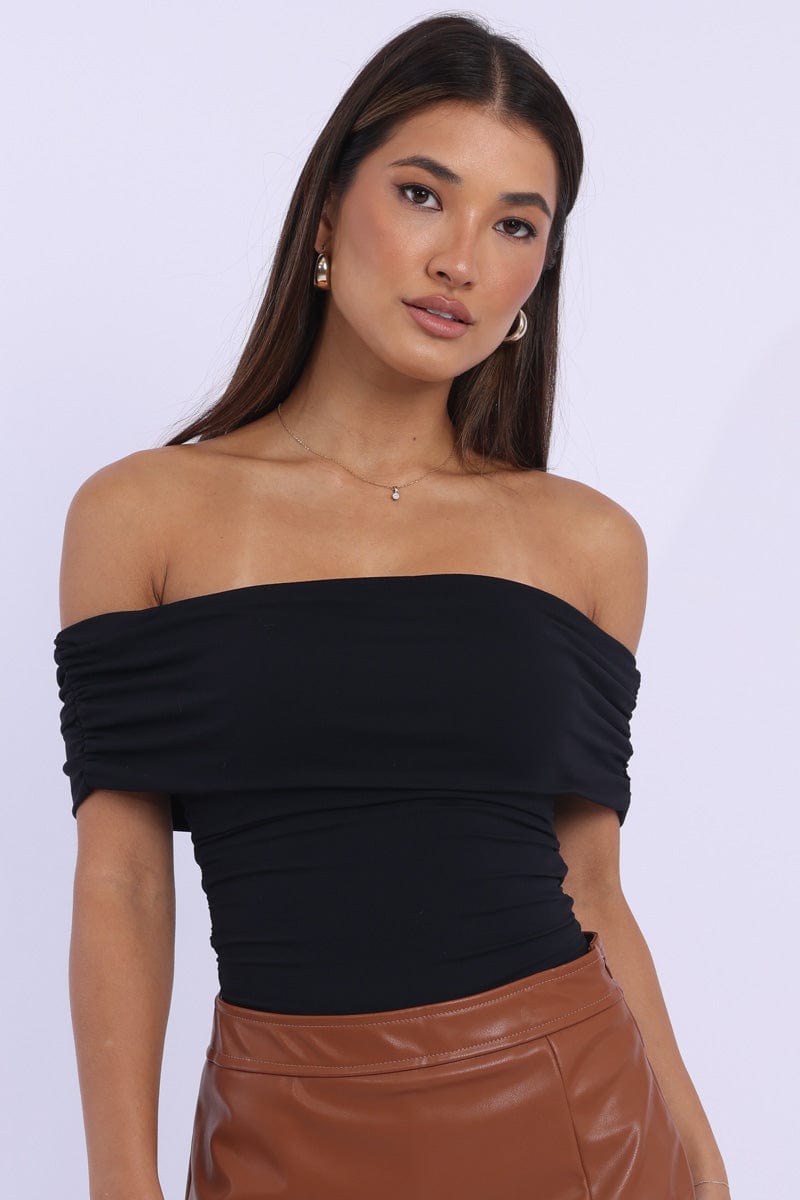 Black Off Shoulder Bodysuit Supersoft