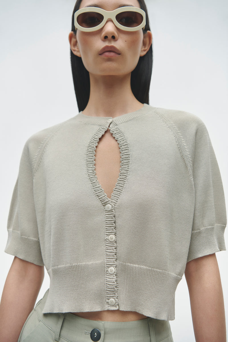 Organic Cotton Cut-Out Top | Pearl Grey