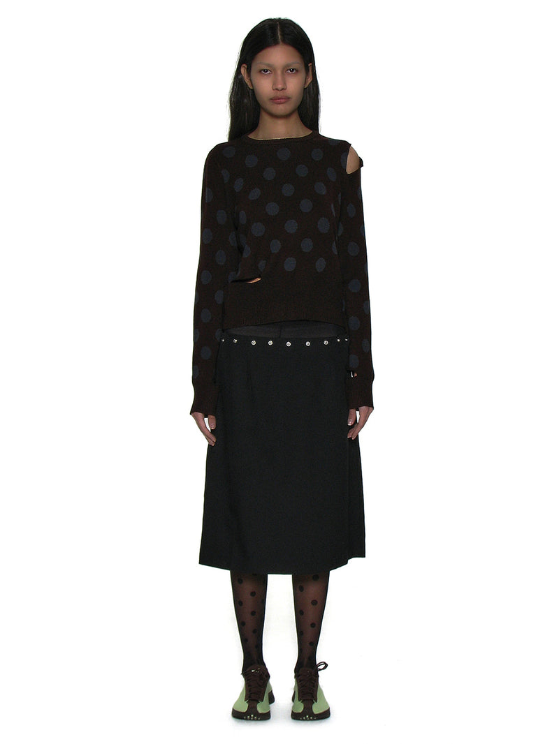 Cut-Out Polka Dot Knit Brown