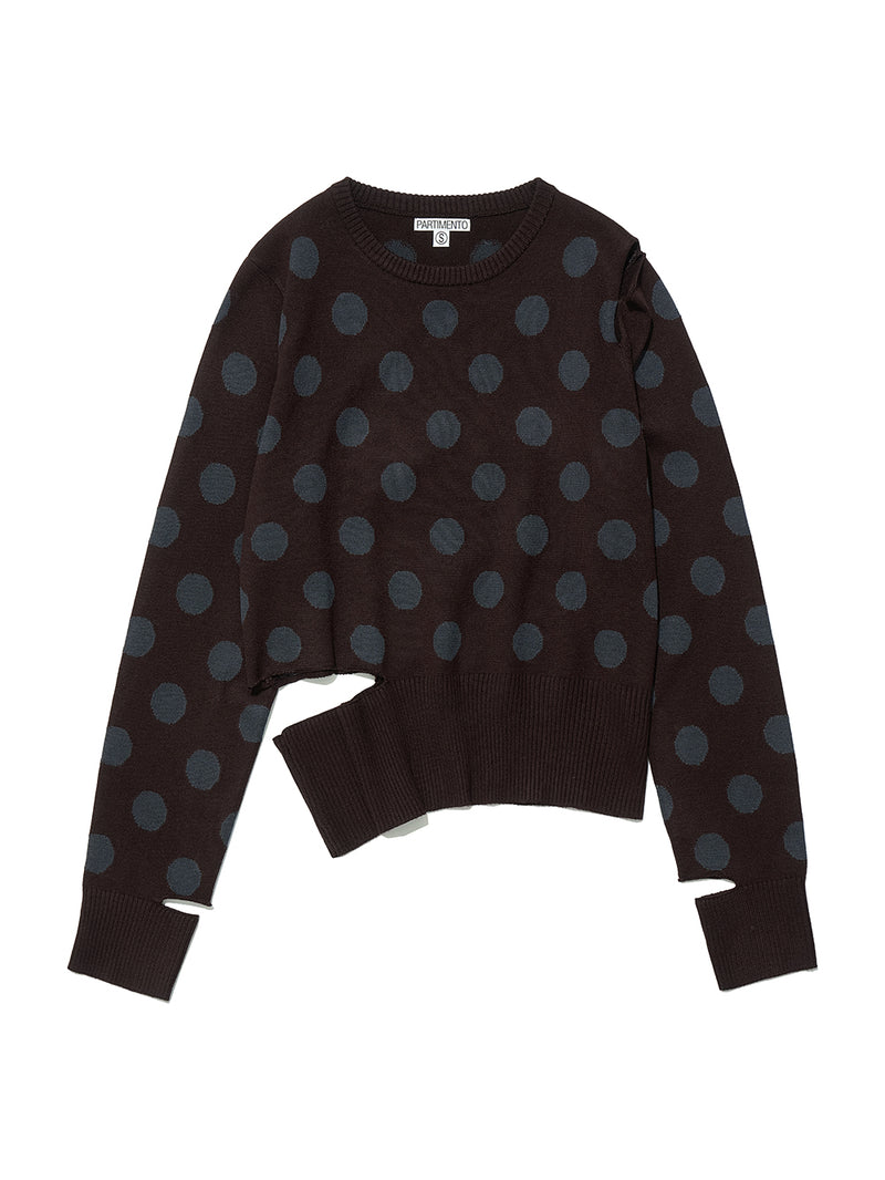 Cut-Out Polka Dot Knit Brown