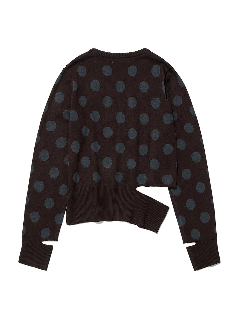 Cut-Out Polka Dot Knit Brown