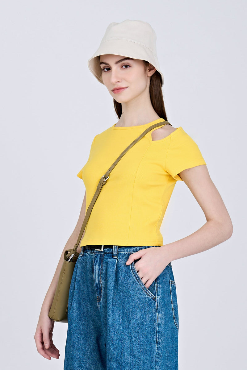 Shoulder Cut-Out Tee - Cadmium Yellow