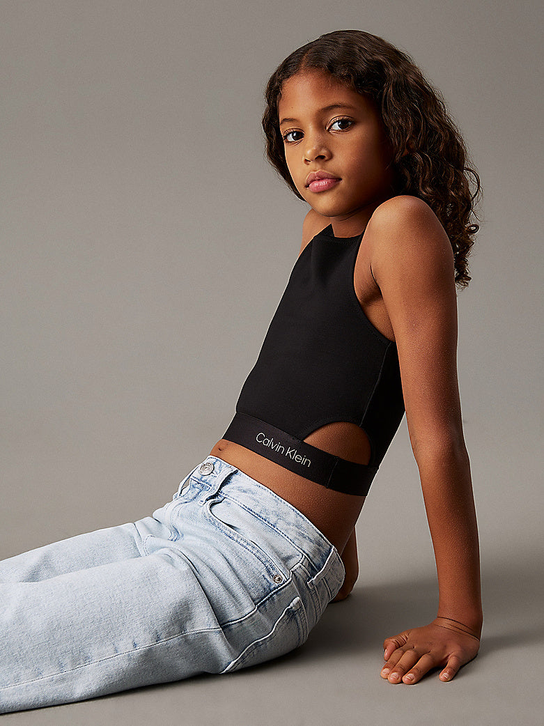 CALVIN KLEIN Top in punto Milano con cut out e logo
