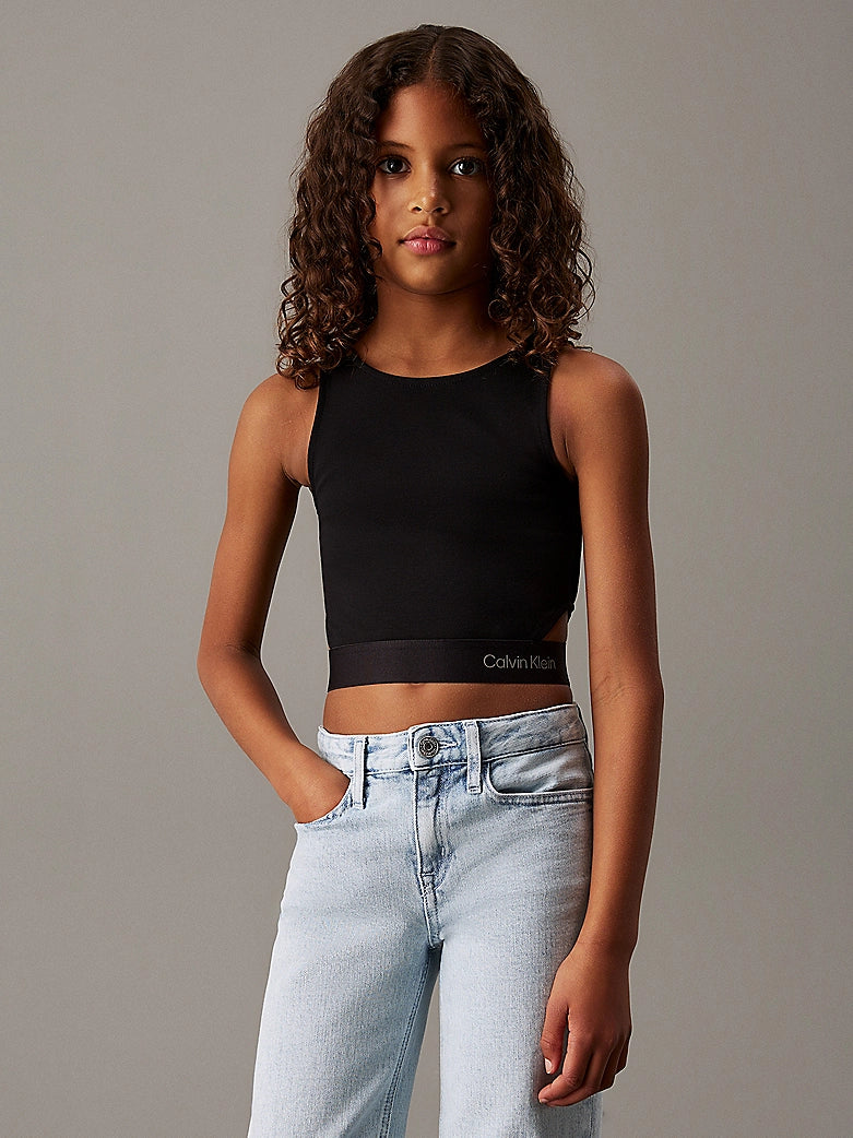 CALVIN KLEIN Top in punto Milano con cut out e logo