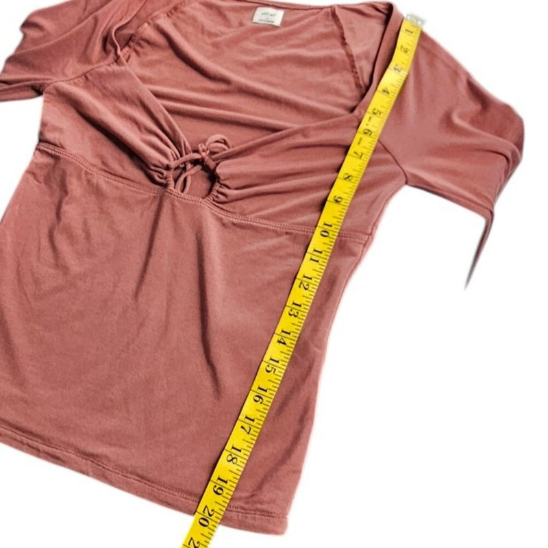 Aritzia Wilfred Long Sleeve Tie Front Cut Out Top