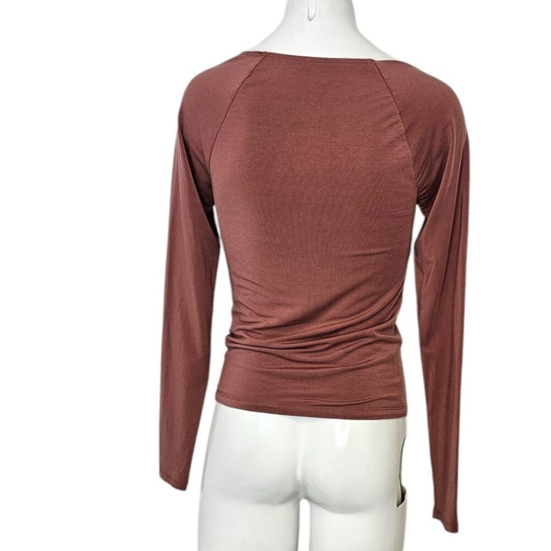 Aritzia Wilfred Long Sleeve Tie Front Cut Out Top