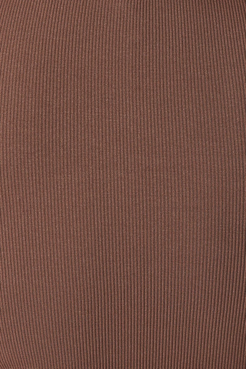 Brown Cut Out Top Short Sleeve Crew Neck Seamless