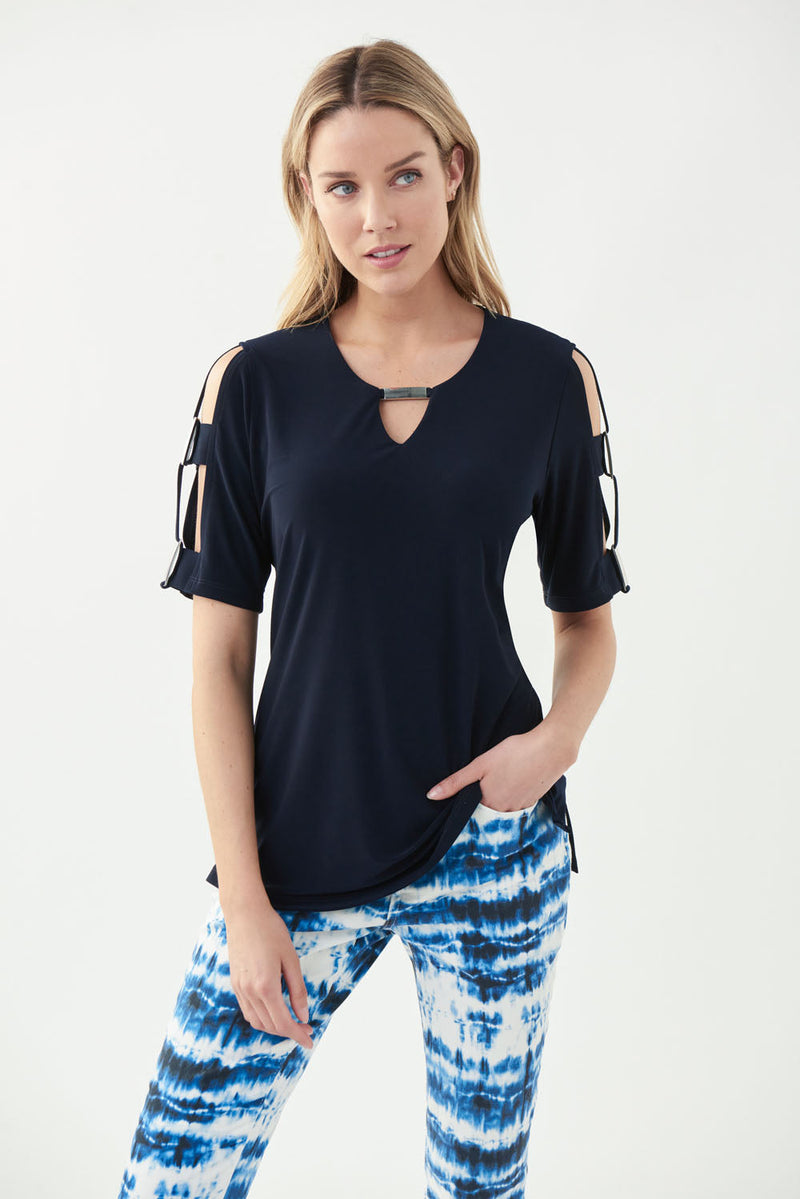Joseph Ribkoff Midnight Blue Cut-Out Detail Top Style 221021