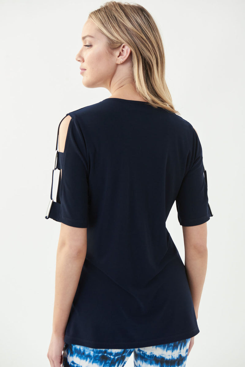 Joseph Ribkoff Midnight Blue Cut-Out Detail Top Style 221021