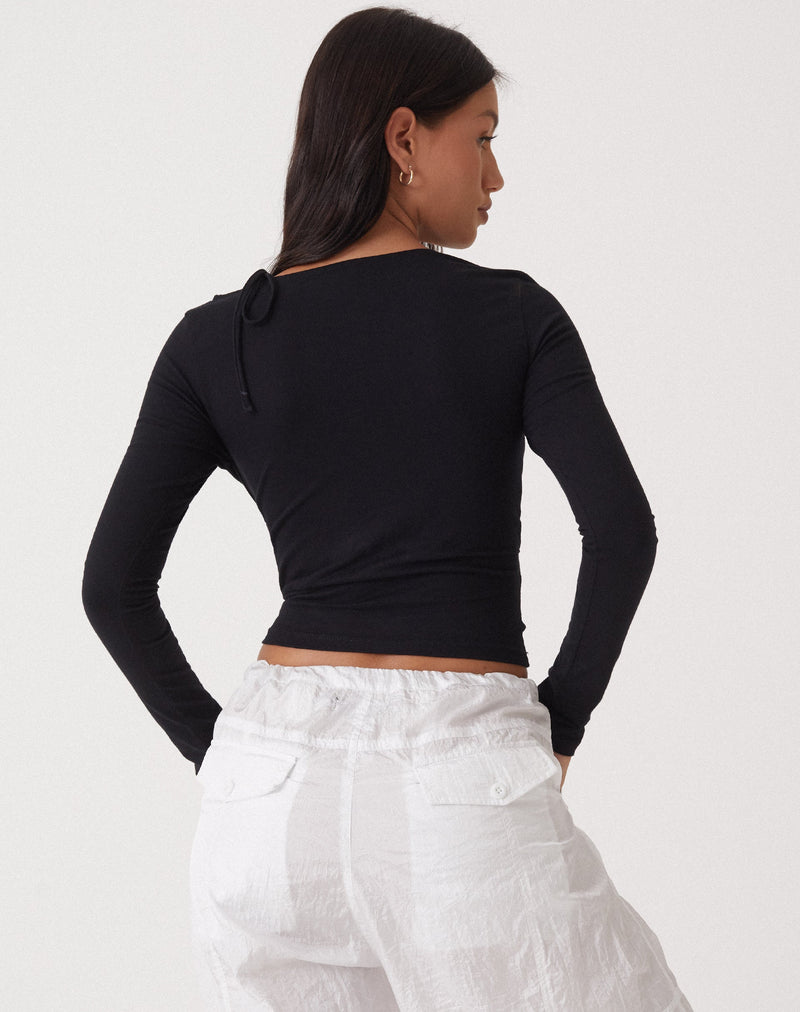 MOTEL X OLIVIA NEILL Rajina Cut Out Long Sleeve Top in Lycra Black