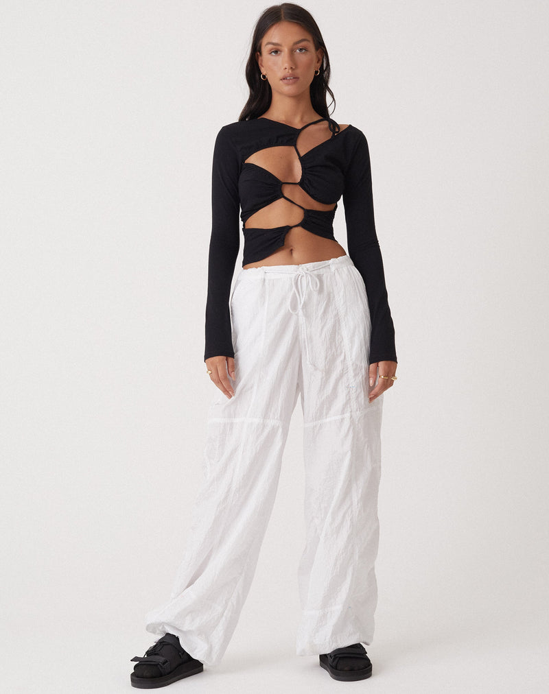 MOTEL X OLIVIA NEILL Rajina Cut Out Long Sleeve Top in Lycra Black