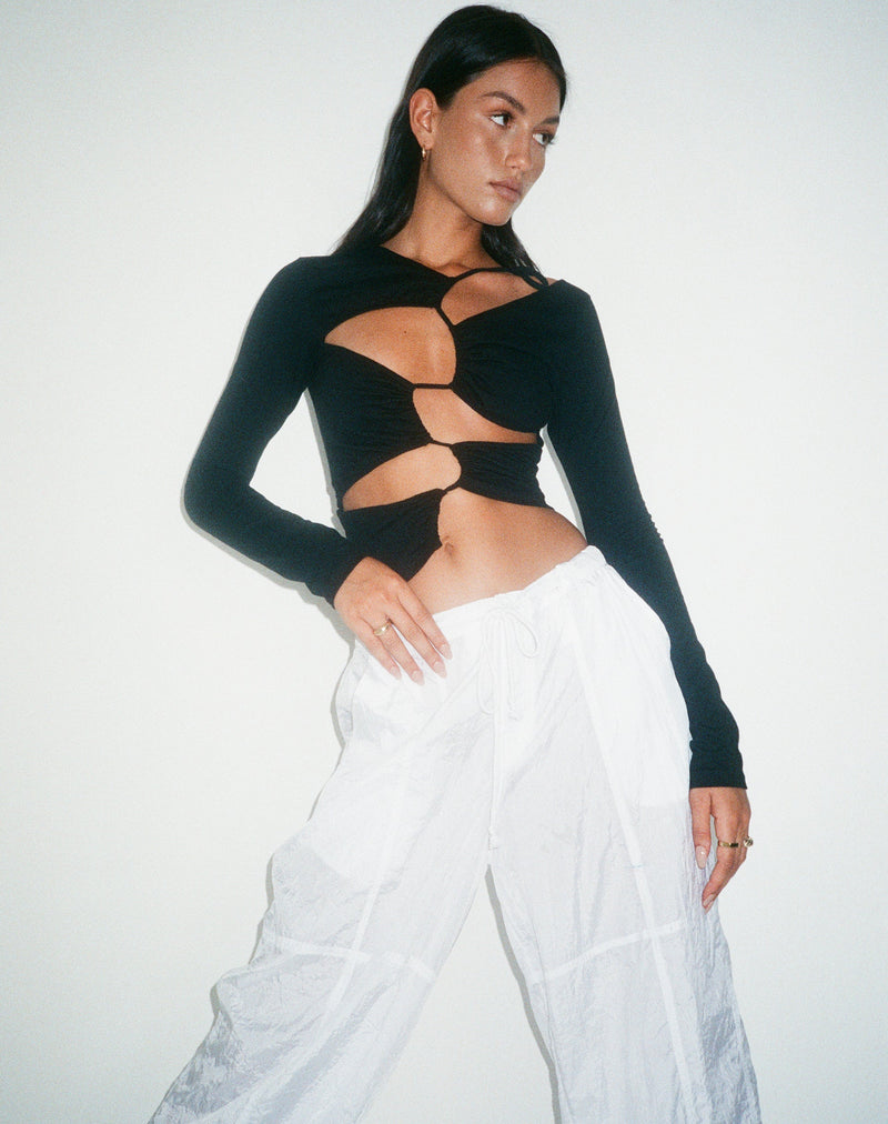 MOTEL X OLIVIA NEILL Rajina Cut Out Long Sleeve Top in Lycra Black
