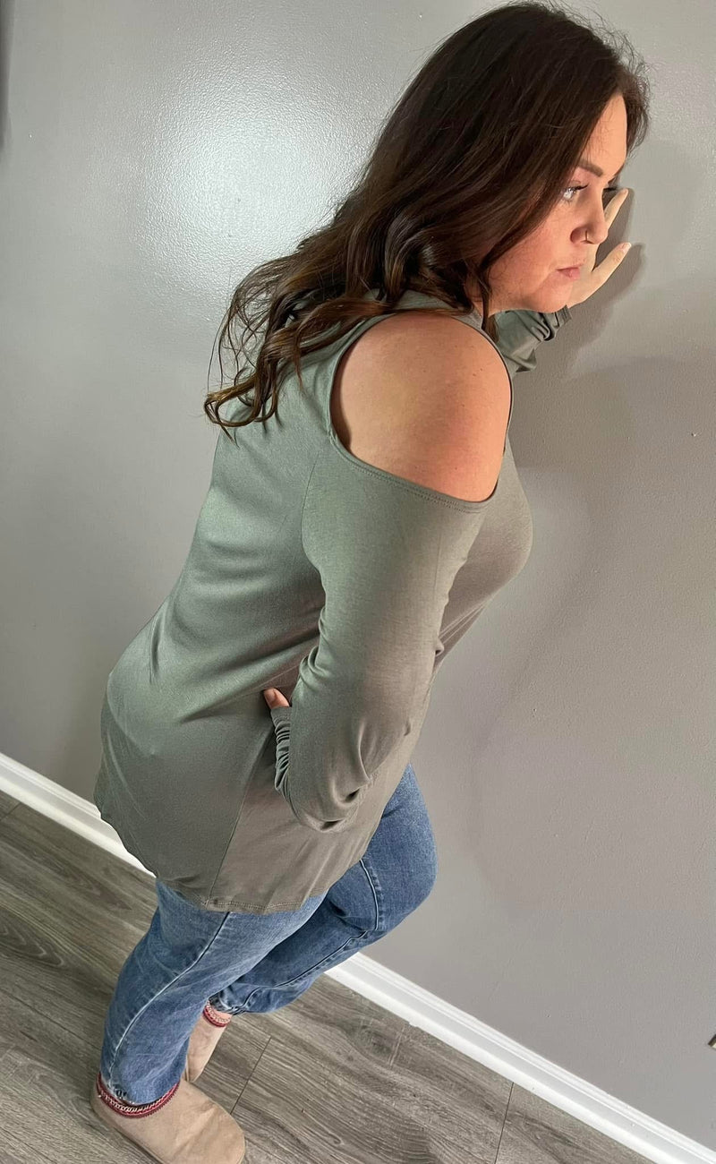 Olive/Grey Cut Out Top