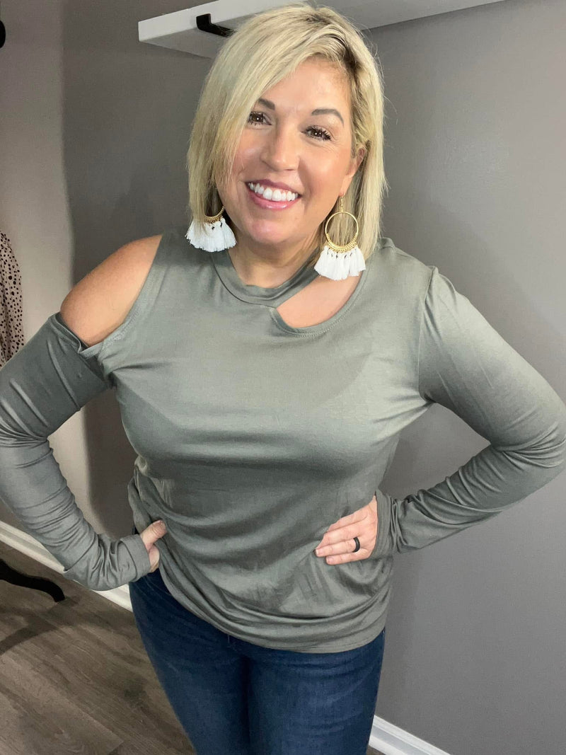 Olive/Grey Cut Out Top