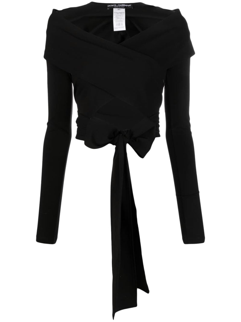 Cut-Out Wrap Top Black