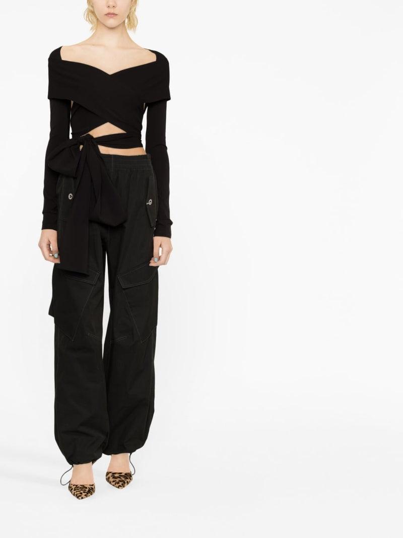 Cut-Out Wrap Top Black
