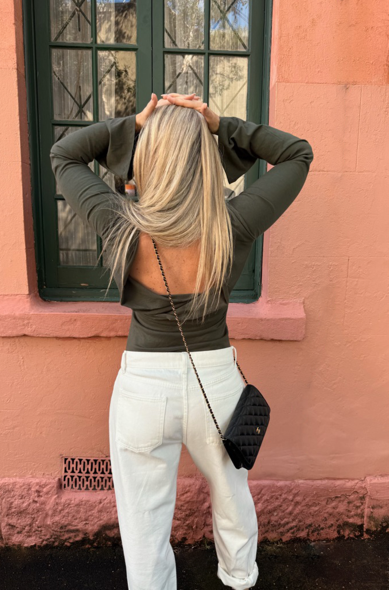 The Backless Double Drape | Khaki [Green]