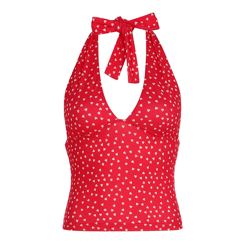 Women's Bow Backless Tops Fashion Designer Halter S-L Singlets