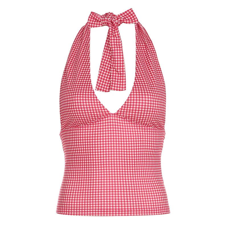 Women's Bow Backless Tops Fashion Designer Halter S-L Singlets