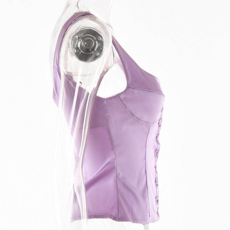 Buycenter Women's Square-Neck Satin Slip Top - Backless & Slim Fit Vest
