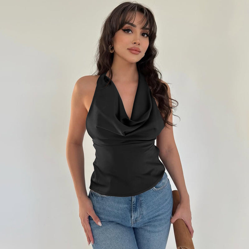 Women's Halter Backless Slim Fit Tied Tube Top