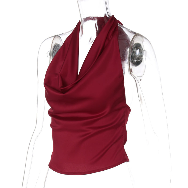 Women's Halter Backless Slim Fit Tied Tube Top