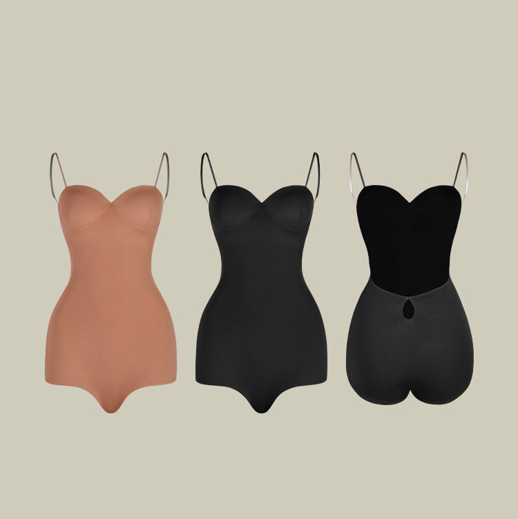 ZYM Lychee Aroma Bodysuit in Nude 2409 | Backless Bodysuit with Spaghetti Straps, Snap Closure & Integrated Bra for All Dance Styles