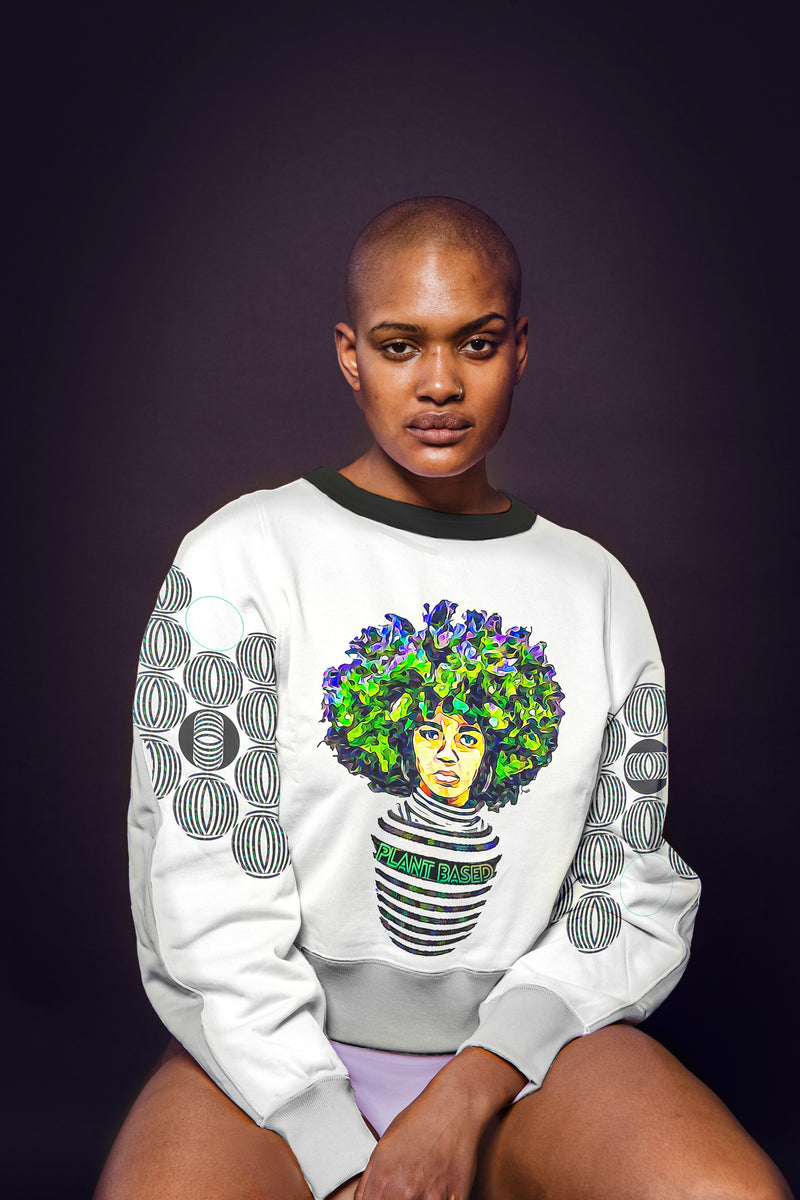 Planted  Backless Sweatshirt With Bat Sleeve (Plus Size)