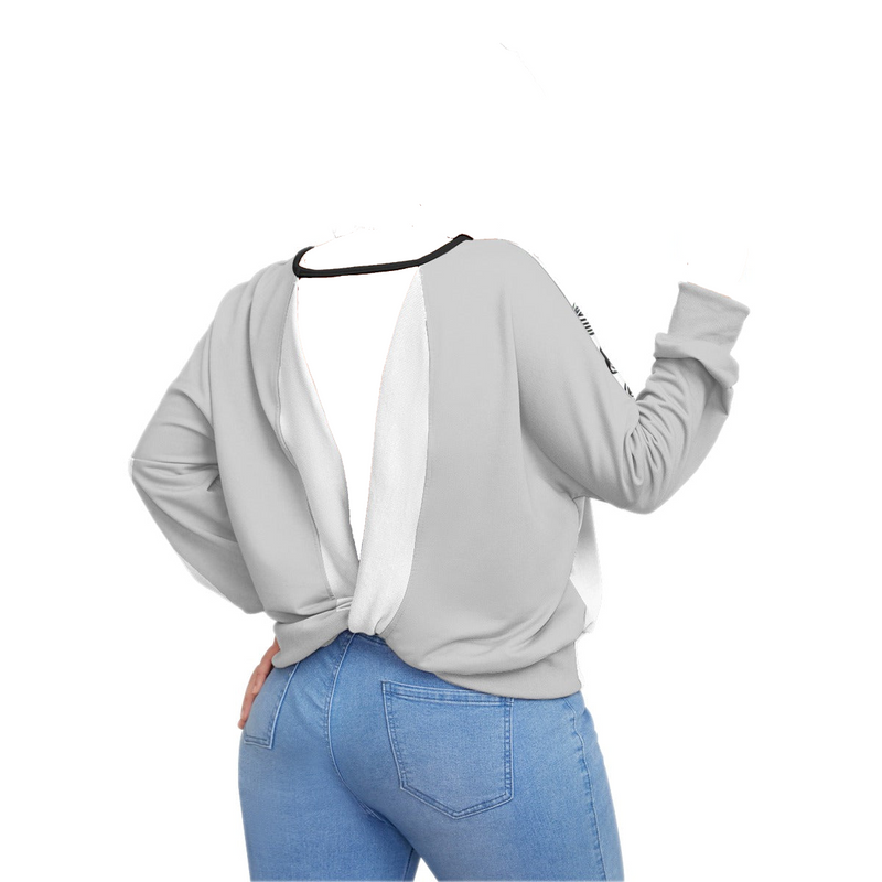 Planted  Backless Sweatshirt With Bat Sleeve (Plus Size)