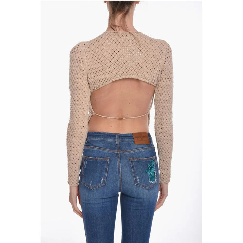 Beige Backless Winter Knit Dress Gift Fragrance