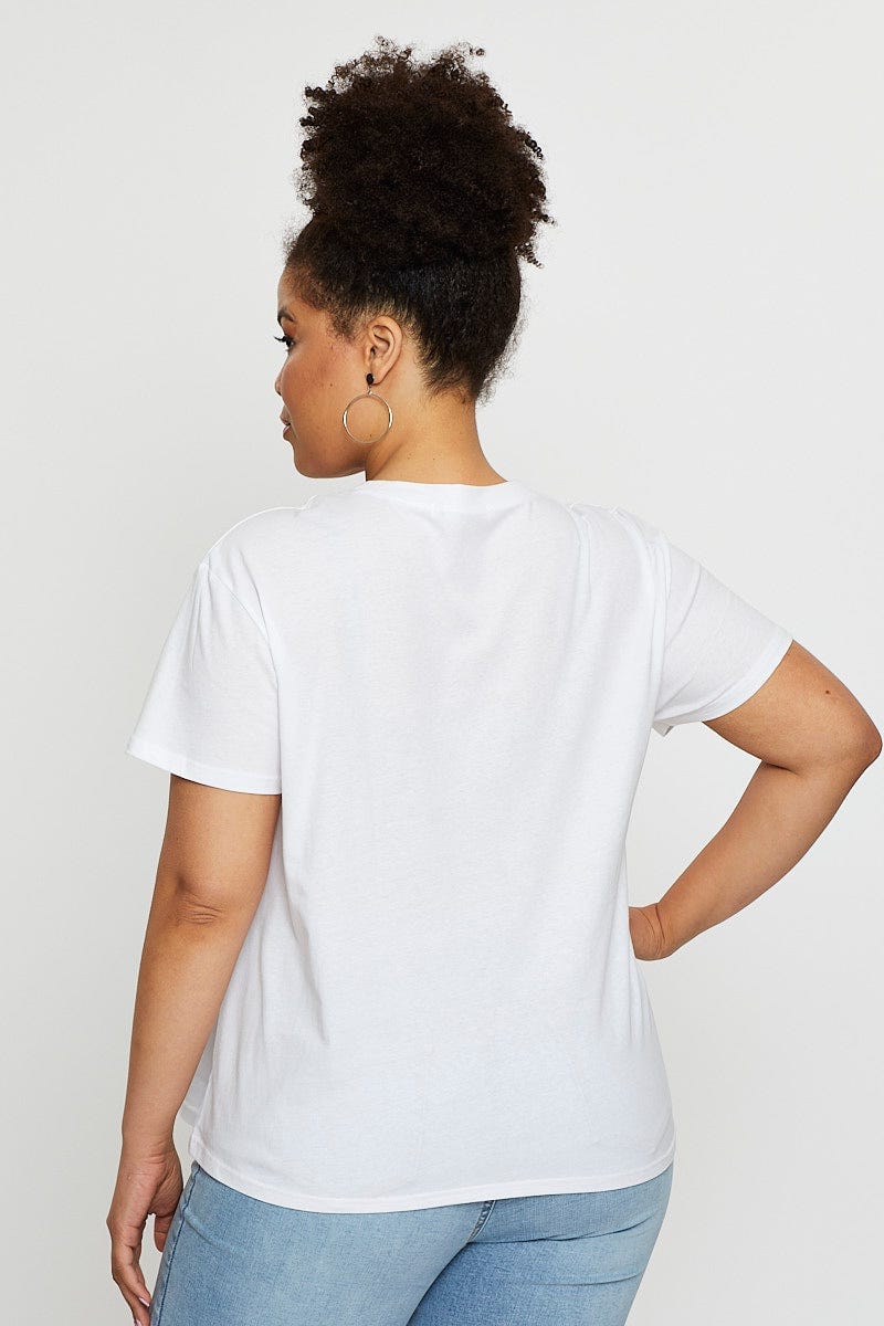 White Graphic T-shirt Motorcycle Short Sleeve Cotton