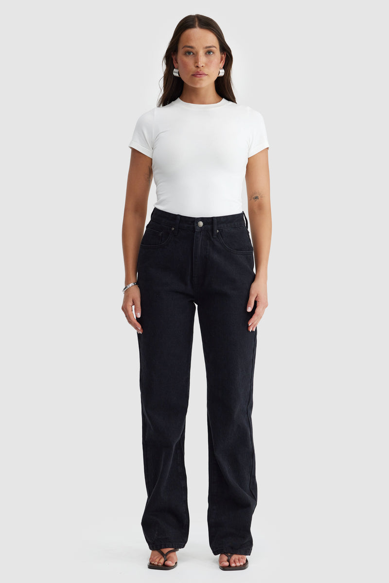 Willow Denim Straight Leg Jean Washed Black
