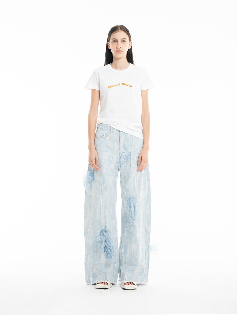 BOYFRIEND TROUSERS IN SHREDDED BABY BLUE DENIM