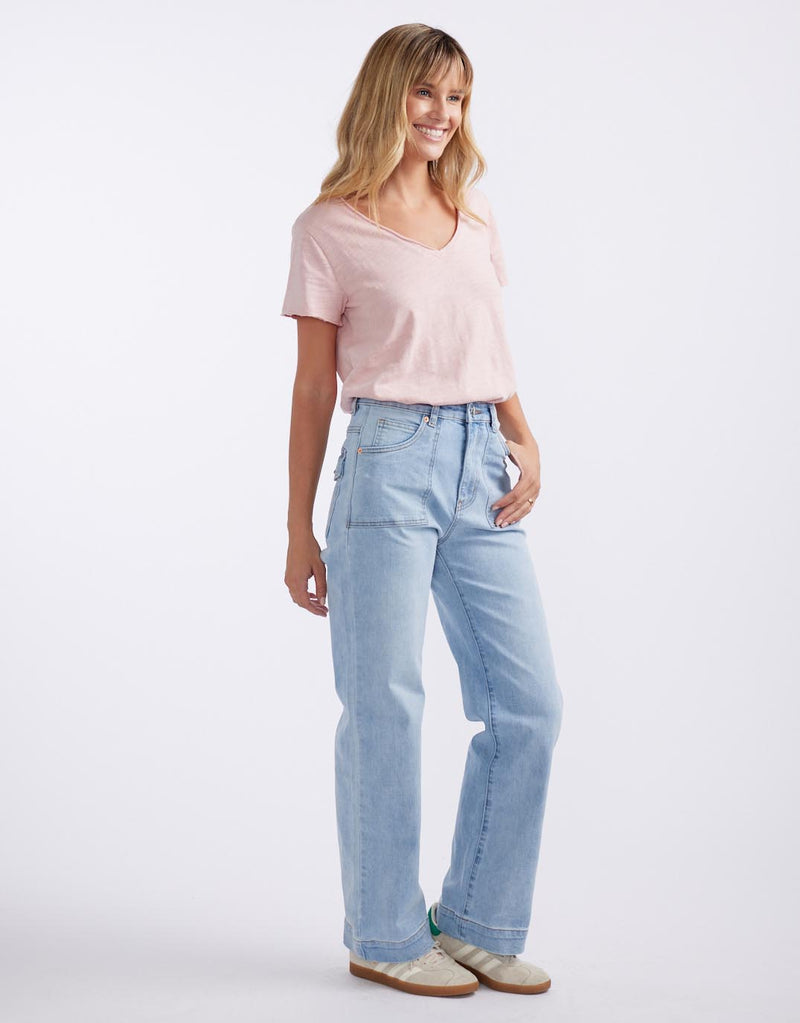 Sienna Stretch Denim Wide Leg Jeans - Light Blue