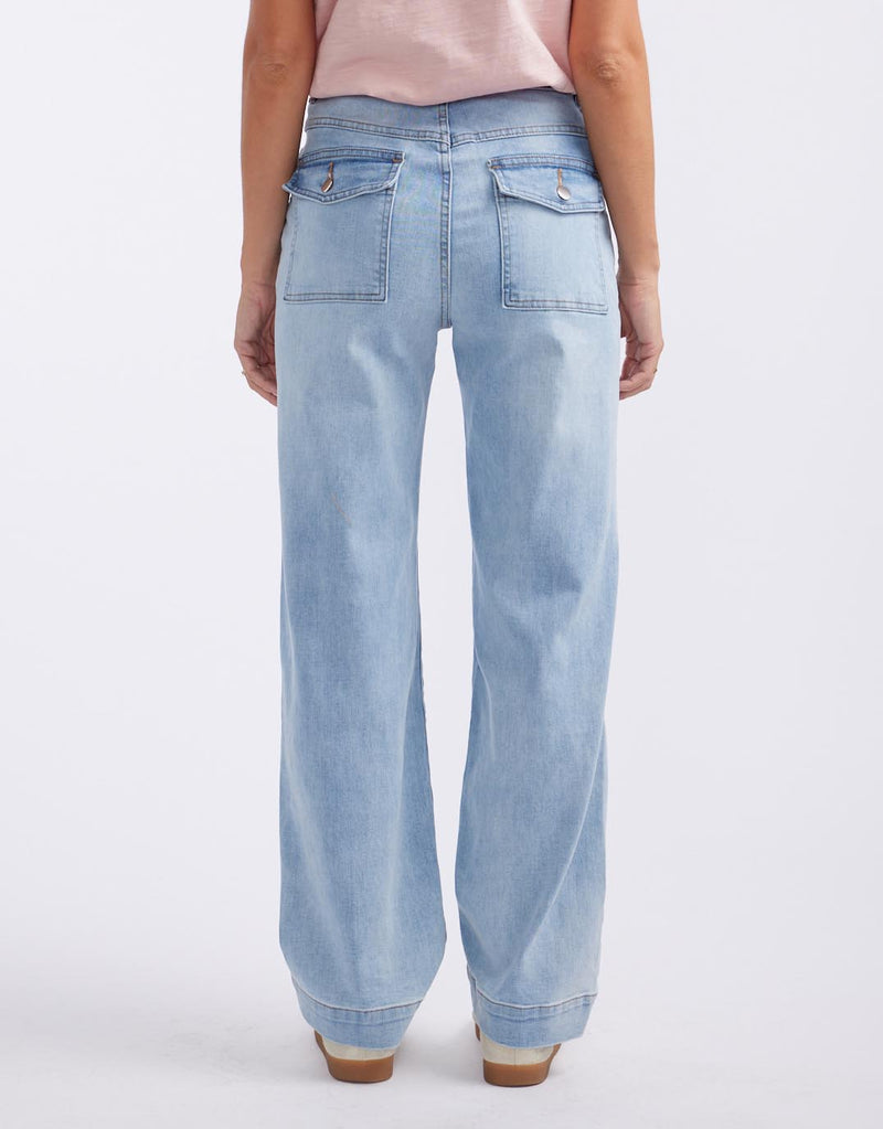 Sienna Stretch Denim Wide Leg Jeans - Light Blue