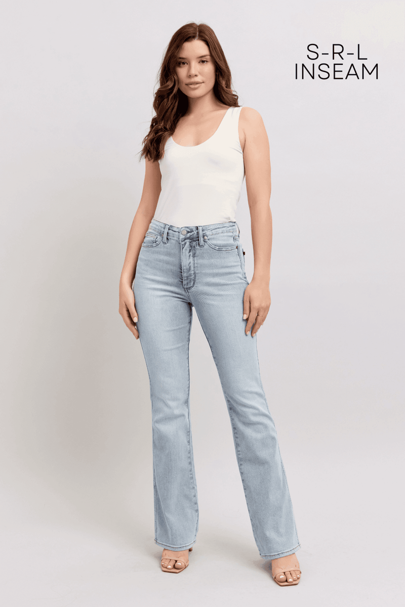 Judy Blue High Waist Tummy Control Bootcut Denim Jeans 88784 - 3 Inseam Options: Short, Regular, Long