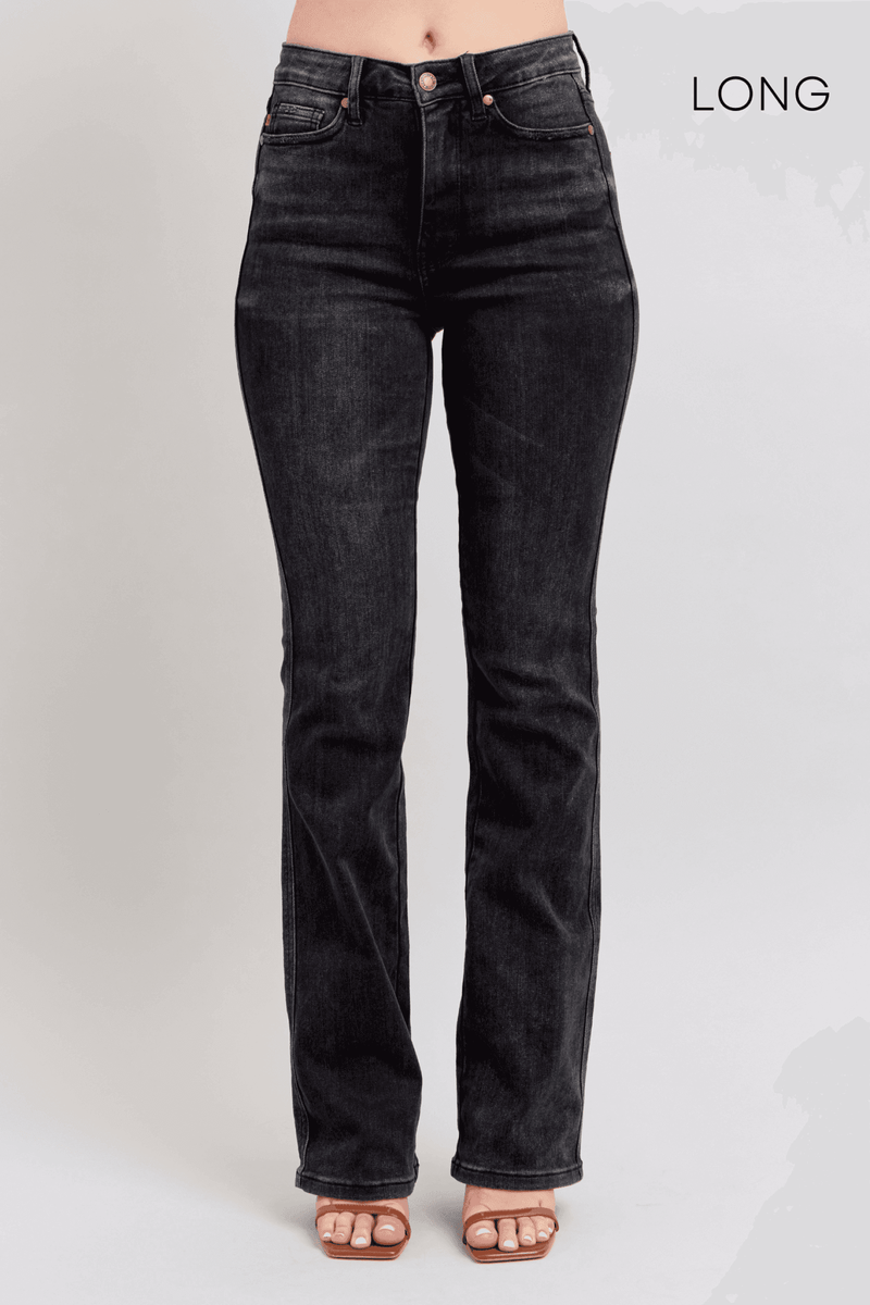 Judy Blue High Waist Tummy Control Black Bootcut Denim Jeans 88787 - 3 Inseam Options: Short, Regular, Long