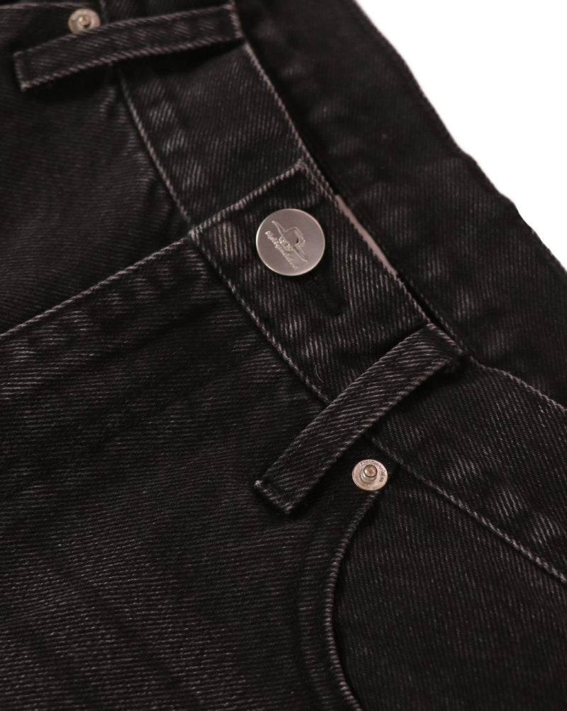 Black Denim Straight Leg Jeans