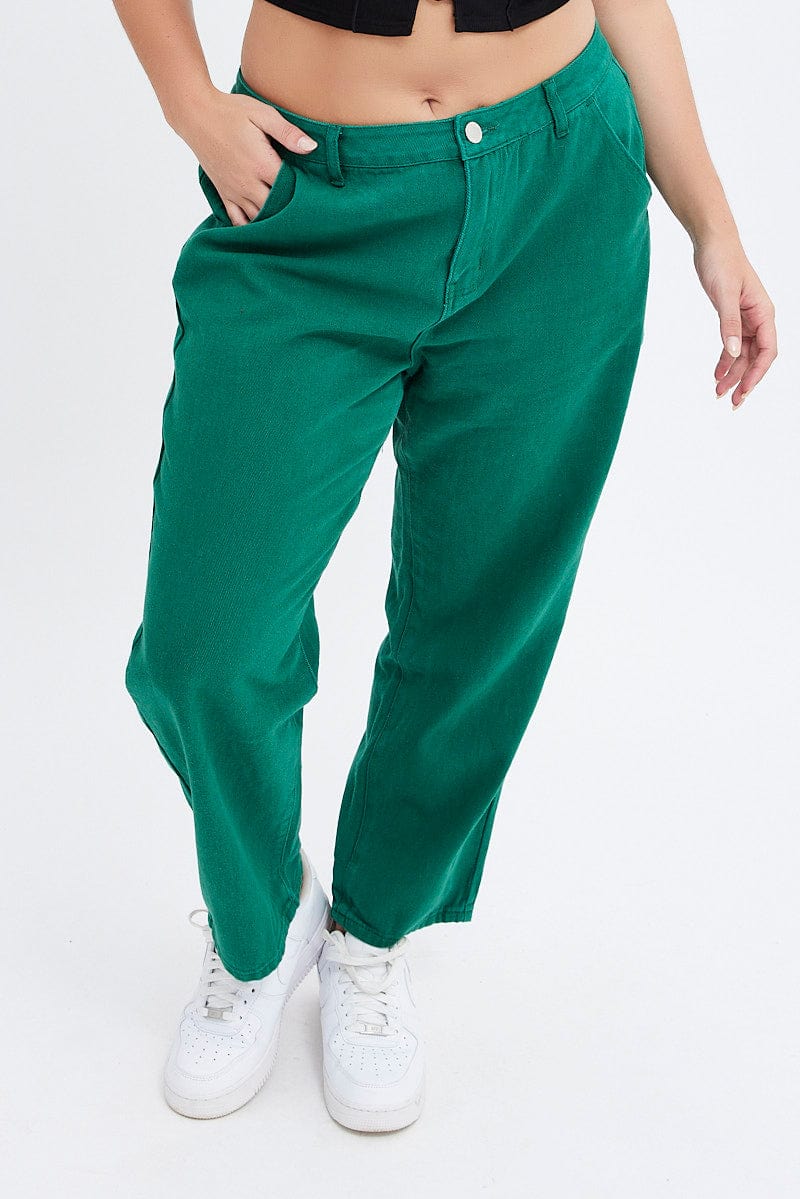 Green Carpenter Denim Jeans High Rise