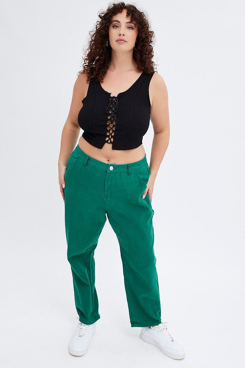 Green Carpenter Denim Jeans High Rise