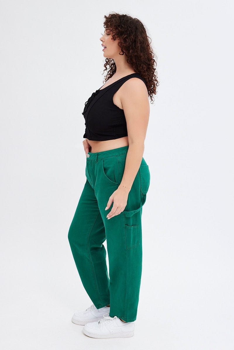 Green Carpenter Denim Jeans High Rise