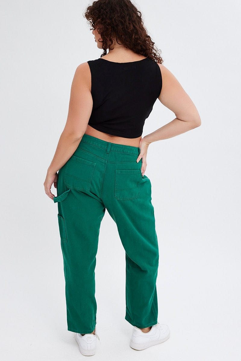 Green Carpenter Denim Jeans High Rise