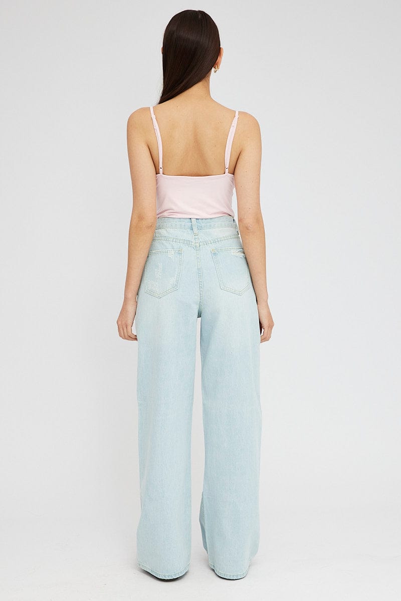 Denim Baggy Jeans High Rise Ripped