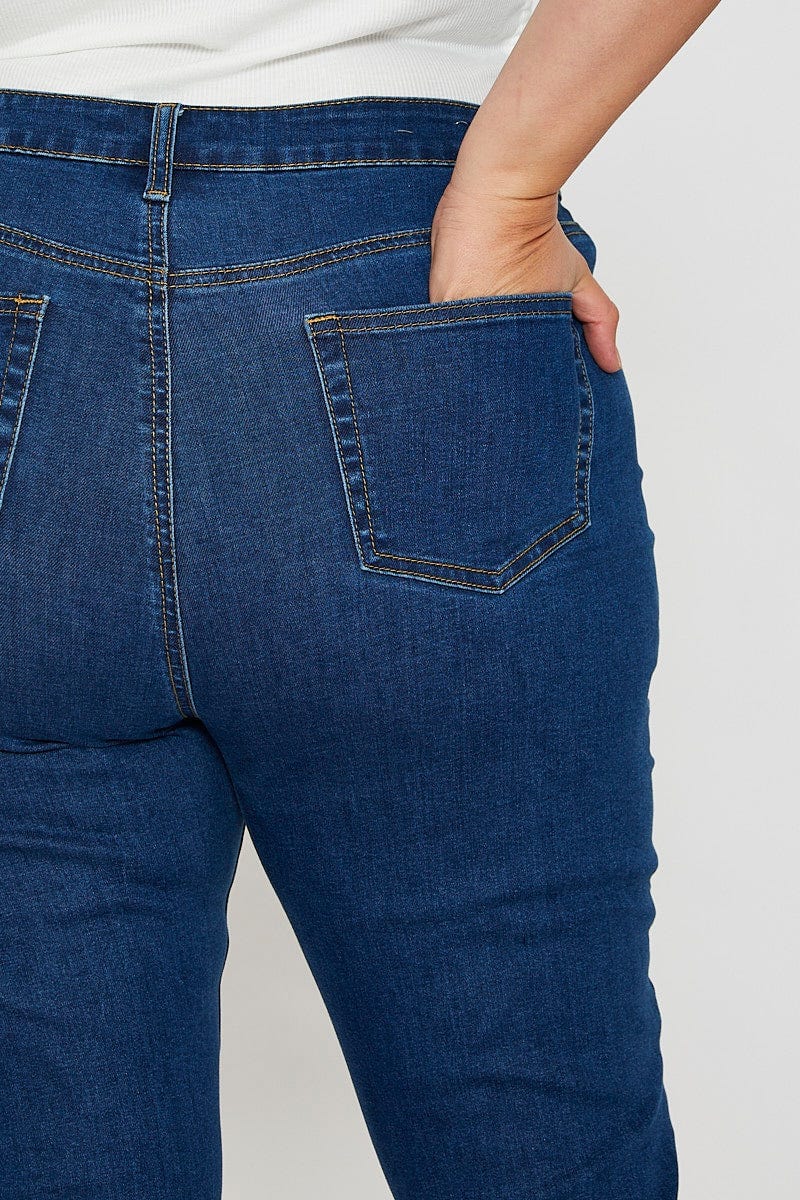Mid Blue High Rise Flare Denim Jeans