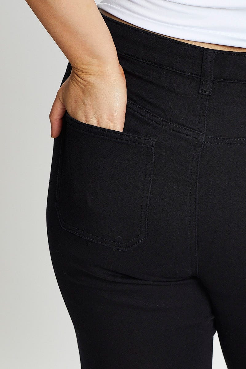 Black High Rise 4 Buttons Wide Leg Denim Jeans