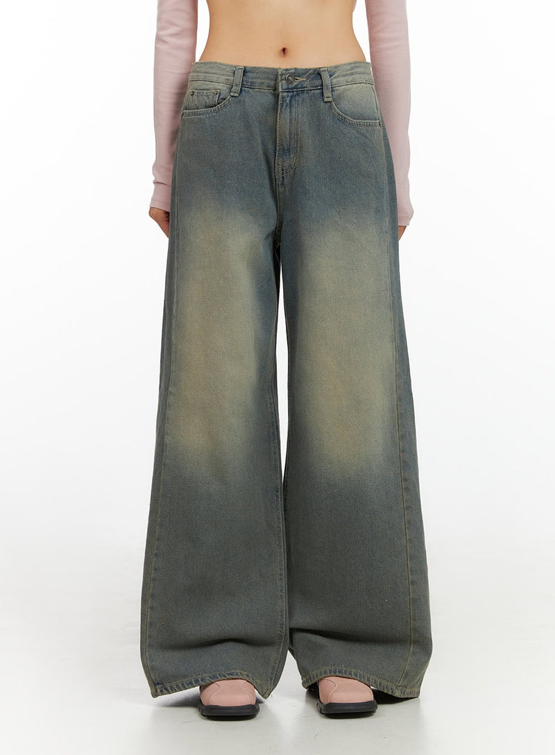 Inez Washed Denim Wide Leg Jeans IS427