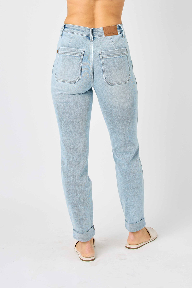 Judy Blue High Waist Vintage Double Cuffed Jogger Denim Jeans 88691